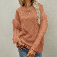 thumbnail image 3 of Vedolay Long Sweaters for Women Plus Size Sweaters Casual Long Sleeve Crewneck Knit Pullover Tops,Orange M, 3 of 5