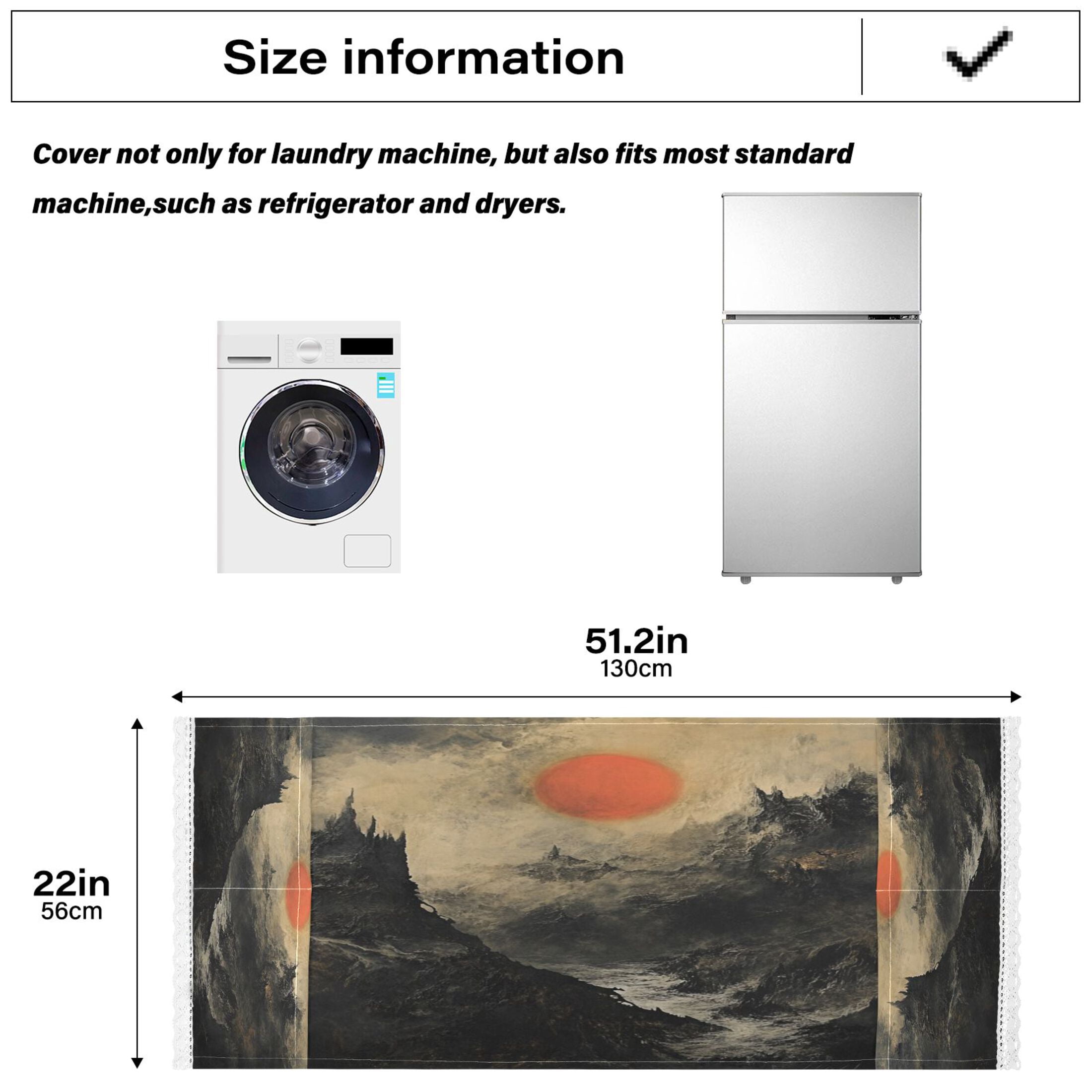 SundownWasher and Dryer Covers Dust-Proof and Oil Resistant Fridge Cover with 4 Storage Pockets Washing Machine Top Cover for Laundry Kitchen Home 51.2 x 22 In