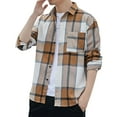 thumbnail image 1 of Camisas De Vestir Para Hombre 5xl Nueva camisa a cuadros para hombre de manga larga suelta para adolescentes (Yellow, 4XL), 1 of 4