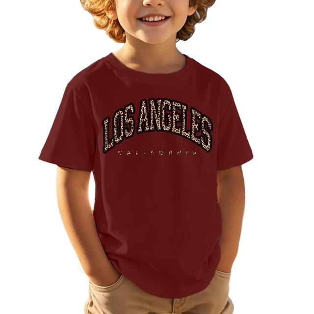 GPOECD T-Shirts Garçons Enfants Décontractés Sports Confortables Manches Courtes Imprimé Haut pour Garçons et Filles Mignons Hauts d'Été Rouges,110