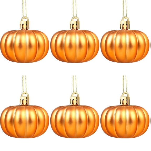24 Pcs Halloween Ornaments for Tree Decorations, Fall Pumpkin Ornaments Small Thanksgiving Tree Ornaments Balls, Shatterproof Plastic Glitter Christmas Xmas Indoor Outdoor Decor