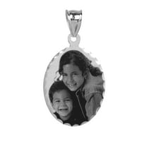 Personalized Black and White Diamond Cut Bordered Photo Charm