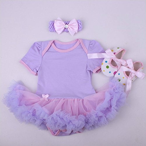 NPK collection Traje de ropa para muñecas Reborn para bebés recién nacidos de 20 a 23 pulgadas Ropa a juego Vestido de tutú morado Zapatos con diadema Conjunto de tres piezas Pavlysh 745360896923
