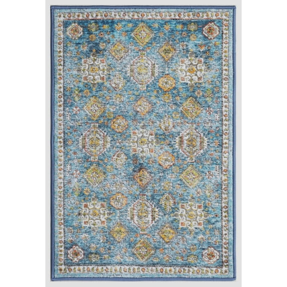 Regal Blue 2 ft. x 3 ft. Machine Washable Traditional Indoor Area Rug