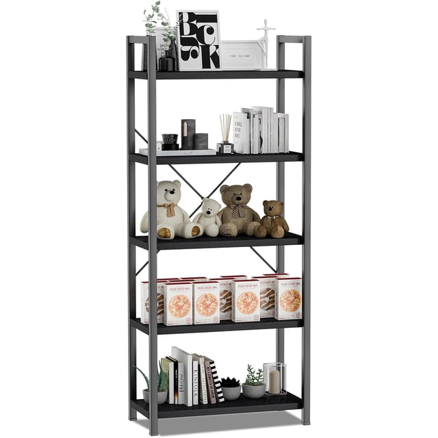 Librero Organizador 5 Niveles Grande Librero Minimalista Estante de 5 Capas Estantería de Almacenamiento Libreros Madera Alacenas para Cocina para Dormitorio, Sala de Estar, Estudio, Pasillo