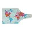 thumbnail image 2 of Geography Cutting Board, Watercolored World Map Continent and Ocean Names Written, Decorative Tempered Glass Cutting and Serving Board, in 3 Sizes, by Ambesonne, 2 of 5