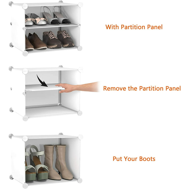 Songmics Shoe Rack 6 Cubes Shoe Organizer With Doors 24 Pair Plastic Shoe  Storage Cabinet White : Target