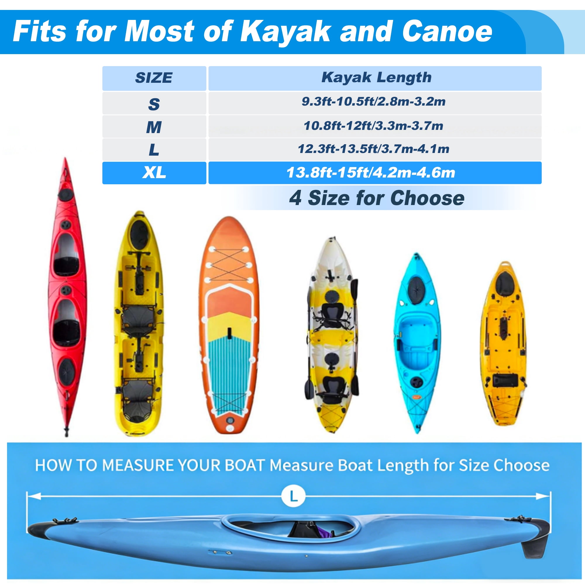Unique Bargains Duty Oxford Cloth Kayak Cover Waterproof Black Orange 13.8ft-15ft
