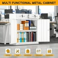 thumbnail image 3 of SUNCROWN Metal Storage Cabinet with Drawers, 42" H Steel Locking Storage Cabinet with Doors and Adjustable Shelves, Lockable Metal File Cabinet for Home Office, School, Garage (White), 3 of 8