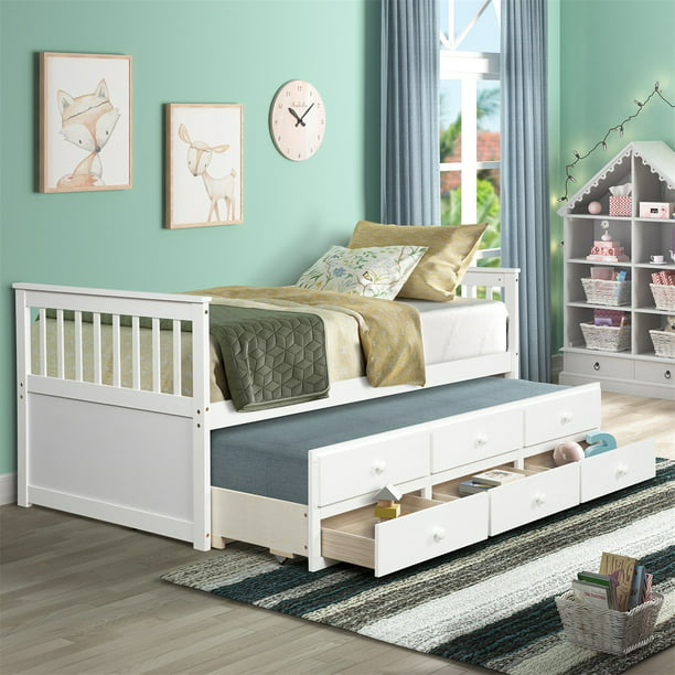 Trundle Bed And Storage Drawers, How Big Is A Twin Trundle Bed