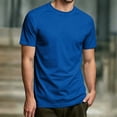 thumbnail image 2 of ZXLBBD Mens T Shirts Solid Color Short Sleeve Crew Neck Thin Breathable Basic Tee Comfort Layering Top Fashion Versatile Casual Summer T-Shirt,Blue,XL, 2 of 4