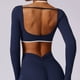 thumbnail image 3 of Camisetas de Yoga de manga larga para mujer, Top Sexy con Espalda descubierta, entrenamiento, gimnasio, Top corto de entrenamiento, Top acolchado para ejercicio, ropa de gimnasio, ropa activa, 3 of 5