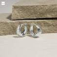 thumbnail image 3 of Amberta Women 925 Sterling Silver Chunky Hoop Earrings: Diamond Cut Silver Hoop Earrings 15 mm, 3 of 6