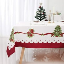 Christmas Tree Print Tablecloth Rectangle Water Resistant Table Cloth for Dining Room 60 Inch by 84 Inch
