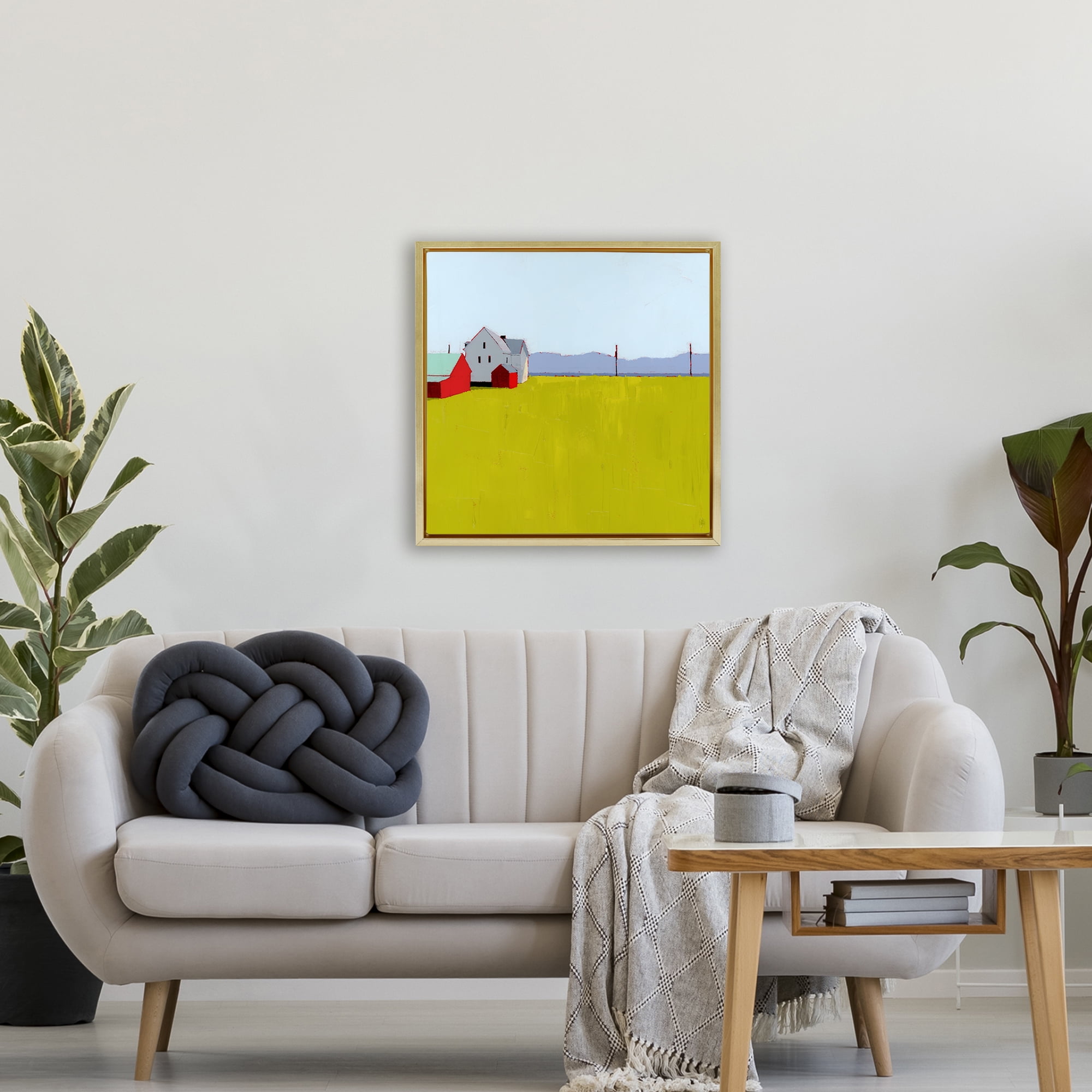 Farmhouse & Shed Landscape Gold Framed Floater Canvas Wall Art, design by Ruth LaGue