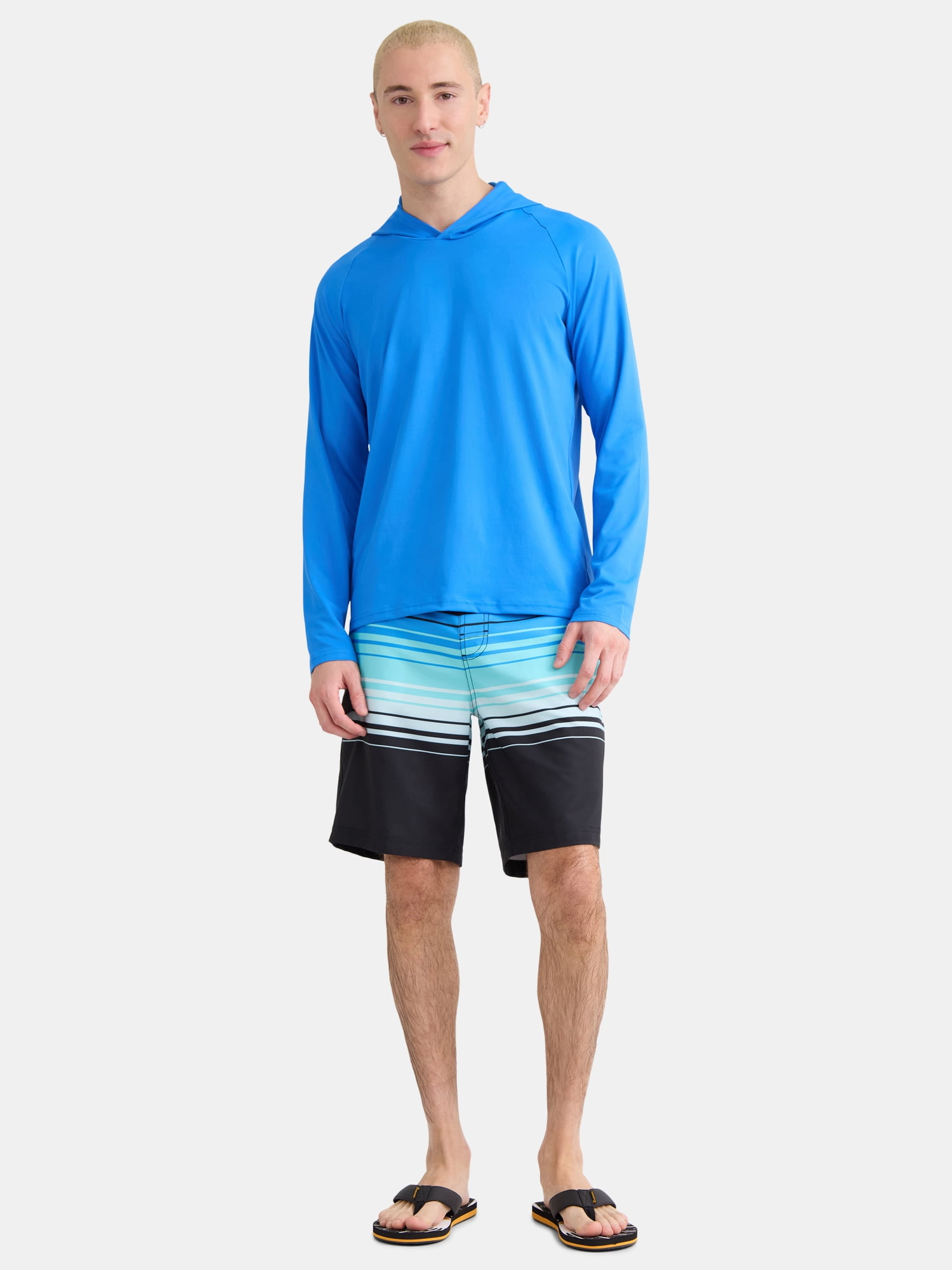 George Men's and Big Men's Hooded Sun Shirt with Long Sleeves, UPF 50+, Sizes S-3XL