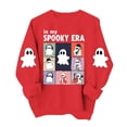 thumbnail image 2 of Spooky Season Sweatshirt Womens Ghost Graphic Pullover Crew Neck Long Sleeve Loose Fit Casual Fall Tops Ribbed Cuffs and Hem Cute Halloween Long Sleeve Sweatshirt, 2 of 7