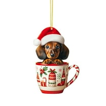2025 Christmas Ornaments, Acrylic Weenie Dog Decoration, Christmas Tree Hanging Vintage Decorations, Beautiful Car Window Pendant Decor, Christmas Collection of Gifts for Family (Weenie Dog)