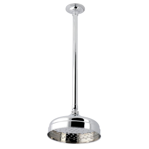 Kingston Brass K124K21 Trimscape 8" Round Brass Shower Head with 17" Ceiling Mounted Shower Arm, Polished Chrome
