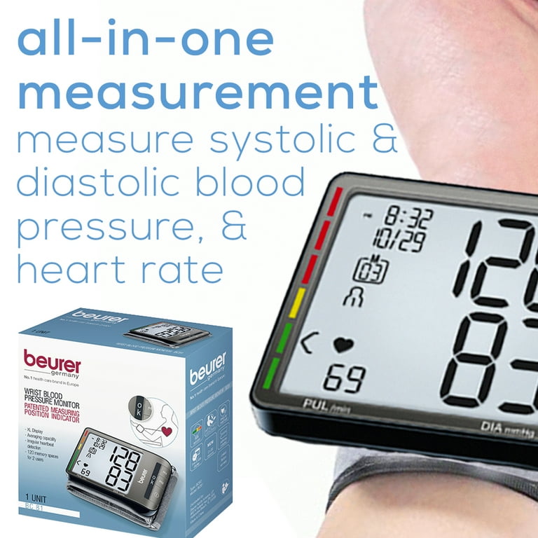 BrightSense Portable LED Wrist Blood Pressure Monitor - VystaMed