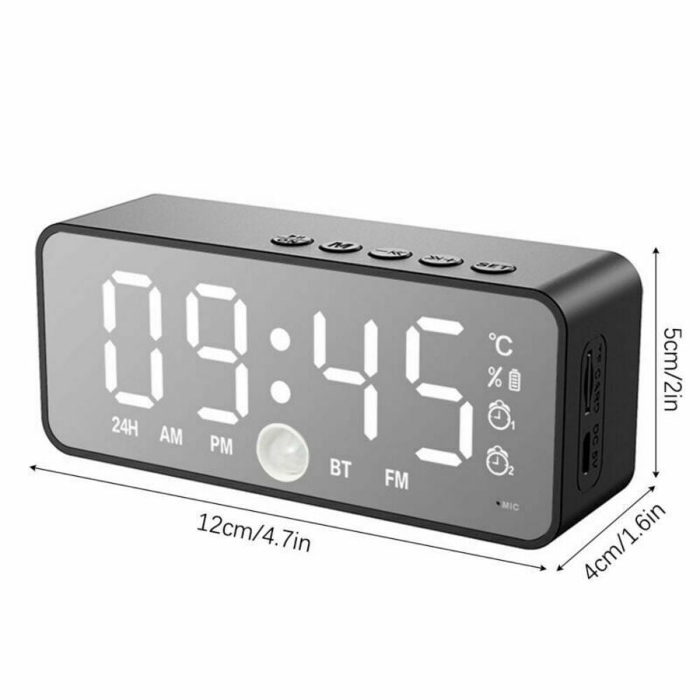 Portable LED Mirror Digital Alarm Clock Wireless Bluetooth FM MP3 Speakers S6X6 