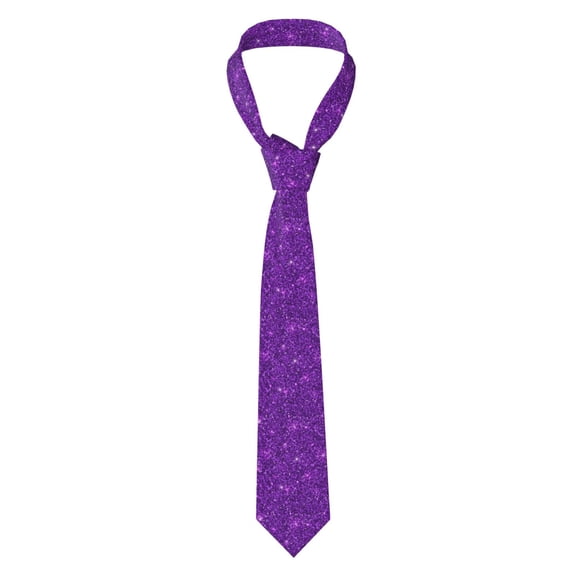 Naloa Purple Glitter Print Solid Color Tie Formal Necktie for Men,Suitable for business, daily life, work