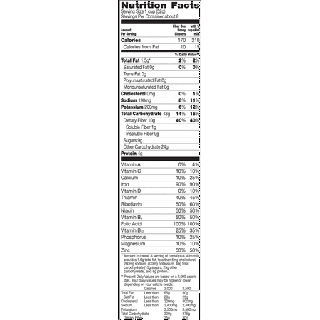 Fiber One Cereal, Honey Clusters, with Whole Grain and Real Honey, 14.25 oz