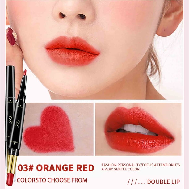 Fiudx Ofertas De La Semana El Delineador De Labios De Doble Cabeza No Es Fácil De Decolorar. Lápiz Labial Giratorio De Doble Cabezal, Lápiz Labial De Maquillaje Mate