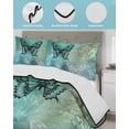 thumbnail image 4 of Quilts Full Size, Turquoise Vintage Butterfly Soft Comforter Bedding Set for Bed, Watercolor Retro Art Lightweight Quilted Bedspread with Pillow Cover(2 Pieces) for All Season, 78x90 Inch, 4 of 6