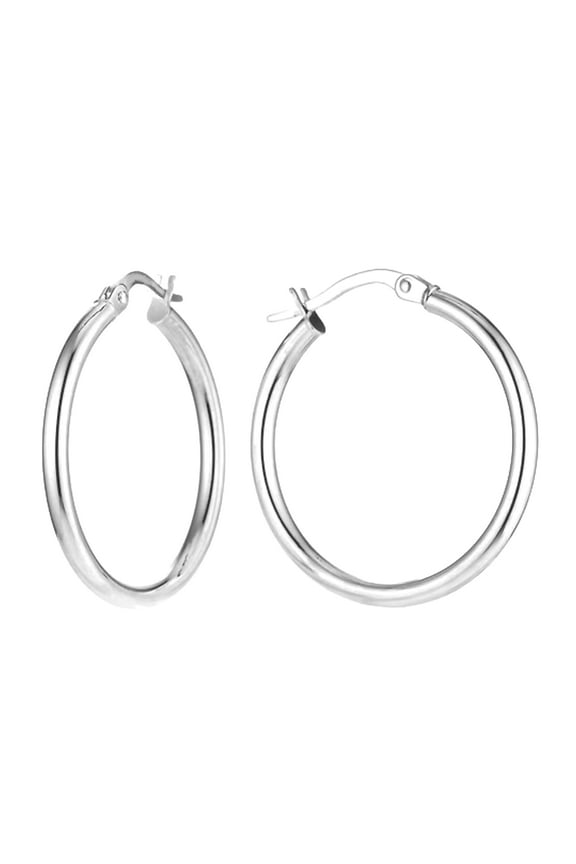 925 Sterling Silver Classic Hoop Earrings 25MM