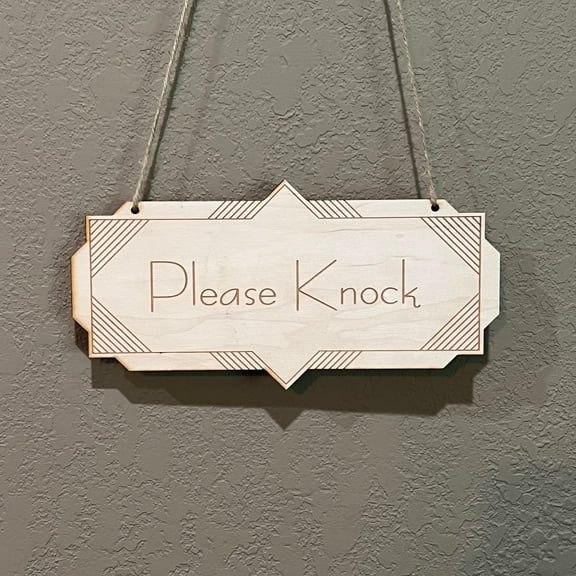 Please Knock - Raw Wood Door Sign