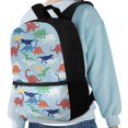 thumbnail image 4 of HUIACONG Dinosaur Print School Backpack for Girls Boys Ages 6-18 Large Capacity Water Resistant Bookbag for Elementary Middle High School Students Daily Use, 4 of 6