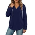 thumbnail image 2 of Plain V Neck Hoodies for Women Fall Winter Long Sleeve Casual Loose Basic Hooded Sweatshirt Pullover Tops, 2 of 5