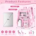 thumbnail image 2 of Large Clear Backpack Heavy Duty Stadium Approved See Through Backpack Waterproof Transparent Backpacks Clear Book Bag with Reinforced Strap for School Work Travel, Black Daisy, 2 of 7
