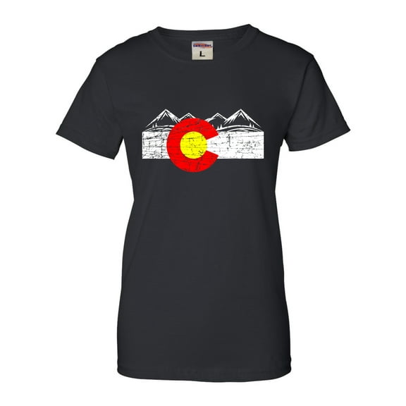 Womens Distressed Colorado Flag Rocky Mountains T-Shirt