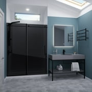 76 H x 60 W Sliding Frameless Shower Door Matte Black w/ Tinted Glass