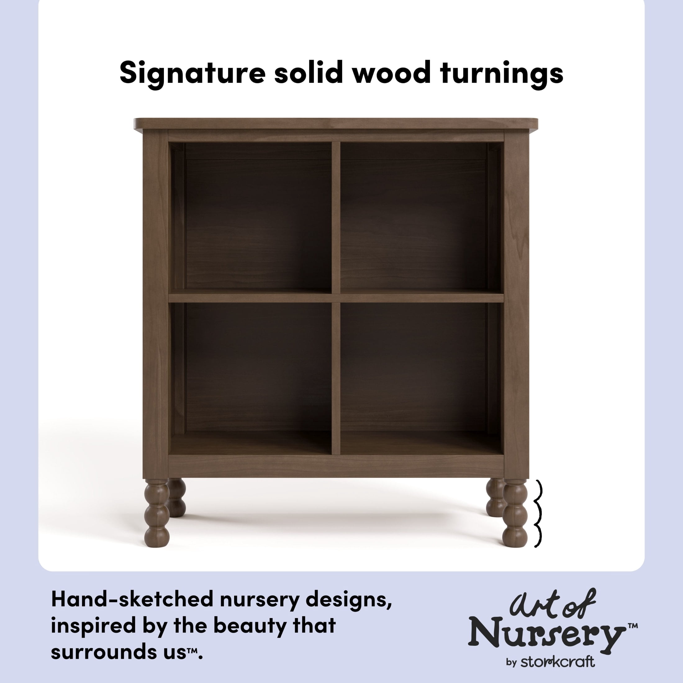 Art of Nursery by Storkcraft Rio 4 Cube Storage Organizer Kids Bookcase - Hazelnut