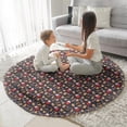 thumbnail image 3 of Dark Christmas Drink and Cookie Pattern Round Blanket,Comfortable Soft Flannel Throw Blanket,All Season,Warm Lightweight Blankets for Sofa Bed Couch Living Room Chair 47"x47", 3 of 5