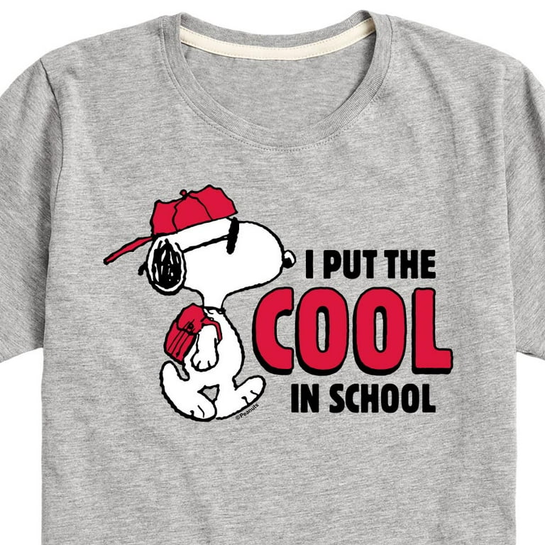 Peanuts Snoopy I Put the Cool in School Toddler Youth Short Sleeve Graphic T Shirt