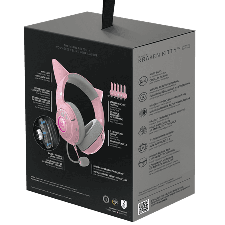 Razer - Kraken Kitty V2 Wired Gaming Headset with Chroma RGB Lighting - Quartz
