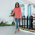 thumbnail image 5 of 3/4 Sleeve T Shirts for Women Mock Neck Womens Blouses Breathable Slim Fit Striped Soft Fabric Womens Summer Tops Casual, 5 of 7
