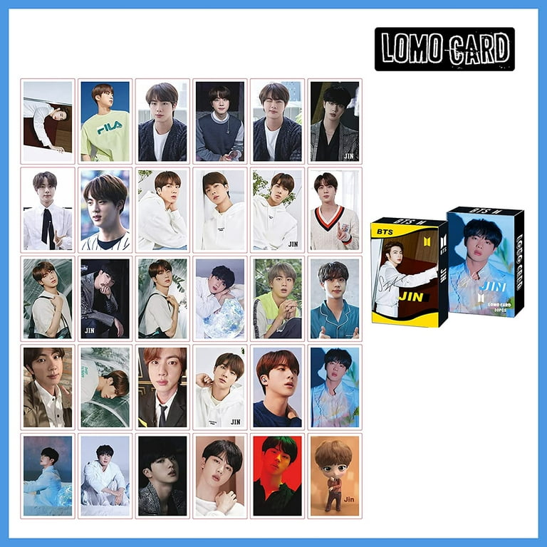 4 Pack/120 Pcs BTS JIN Lomo Card KPOP Bangtan Boys Photocards Greeting Card  with Postcards Box (JIN) 