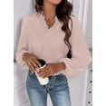 thumbnail image 3 of Women Business Casual Ruffle Long Sleeve Tops V Neck Shirts Work Solid Clothes  S, 3 of 6