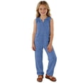 thumbnail image 7 of GiLiling Girls Linen 2 Piece Outfit Sleeveless V-Neck Top and Loose High Waisted Summer Pants Set (Blue, 9-10 Years), 7 of 7