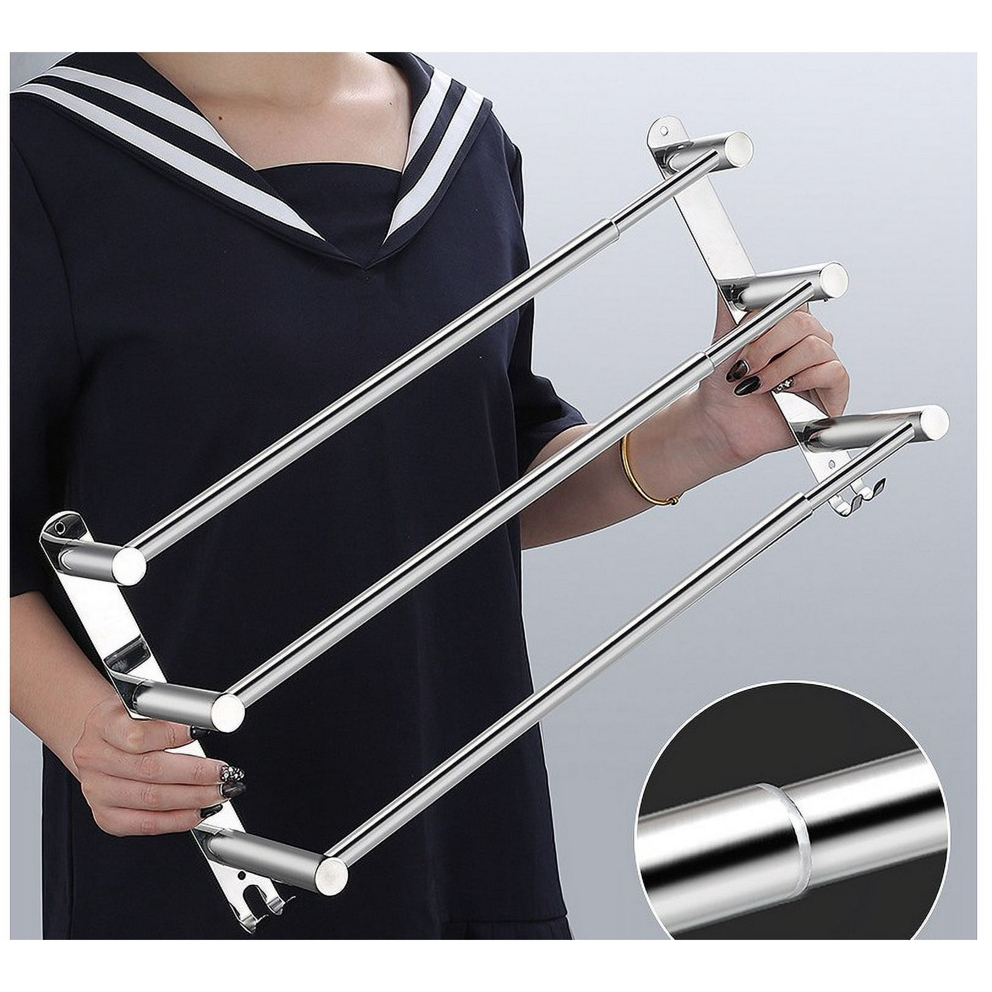 Bathroom Towel Rack 43 75 cm Extendable Towel Rack Stainless Steel Wall Mounted Towel Rack without Drilling and Drilling 2 installation methods Walmart