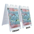 thumbnail image 3 of Freeze Dried Treats 24" x 36" Double Sided A-Frame Sidewalk Sign Includes 2 Plastic Inserts Foldable Portable White Signicade Sandwich Board Innovative Snacks Sweet and Savory Options, 3 of 6