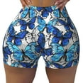 thumbnail image 2 of Haiem Blue and White Butterflies No Front Seam Biker Shorts for Women Yoga Workout Gym Bike Shorts with Tummy Control Moisture-Wicking-X-Large, 2 of 9