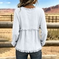 thumbnail image 4 of Bohemian Tops for Women V Neck Long Sleeve Fringe Tops for Women Casual Loose Flowy Womens Blouses Shirts for Women L White, 4 of 8