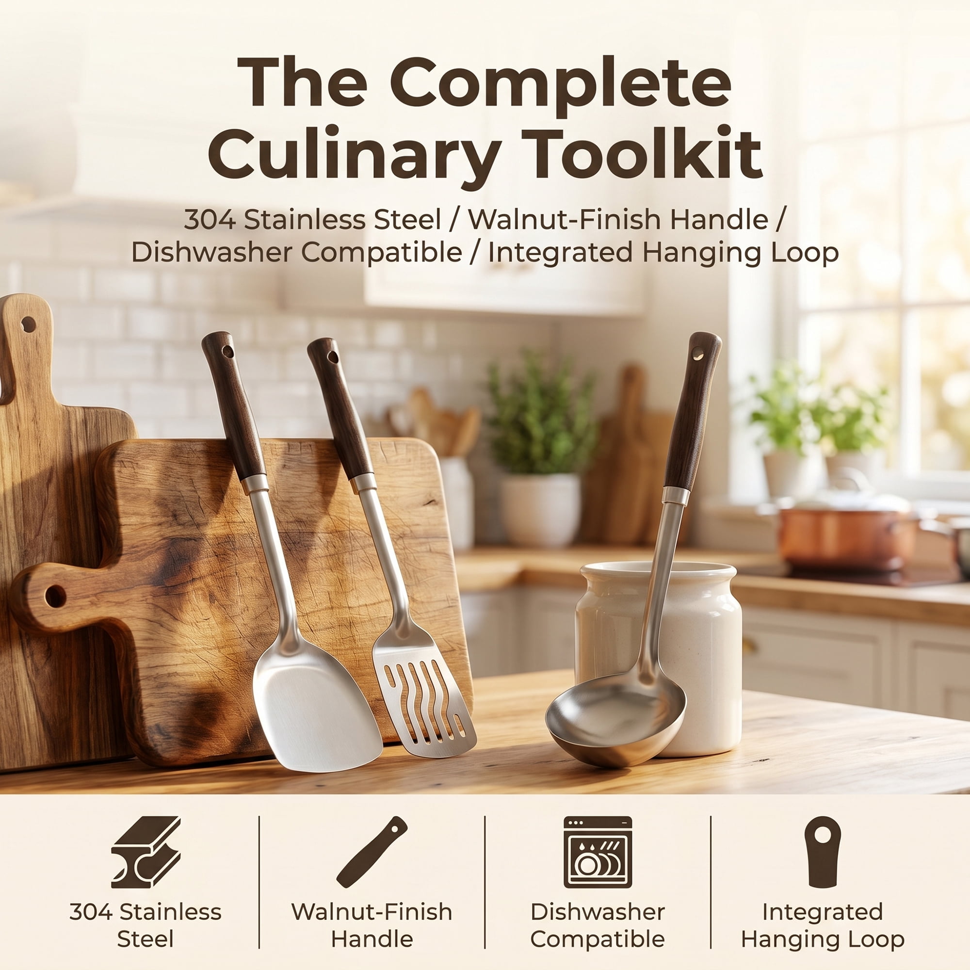 Unique Bargains Heat Resistant Cooking Utensils Kitchen Spatula Set Soup ladle 3Pcs