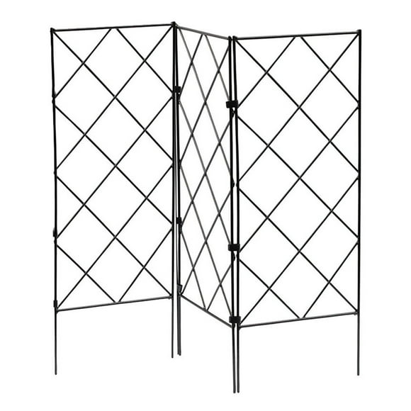 Techinal Black Metal Wire Lattice Grid Vines Climbing Trellis Panels Garden Plants Vines Flower Support Frame Decorative Fences Durable Sturdy Plant Decor for Plants Vegetables